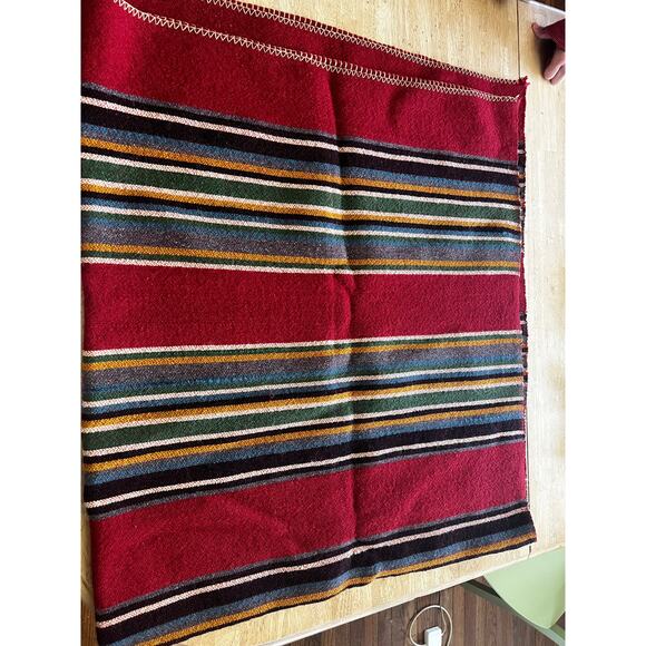 Vintage Kilim Style Natural Wool Blanket Sundance Catalogue Co. Striped - Picture 2 of 5